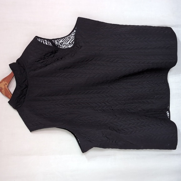 Handmade Quilted Reversible Zip Vest Black White Geometric Pattern Plus Size - Picture 7 of 7